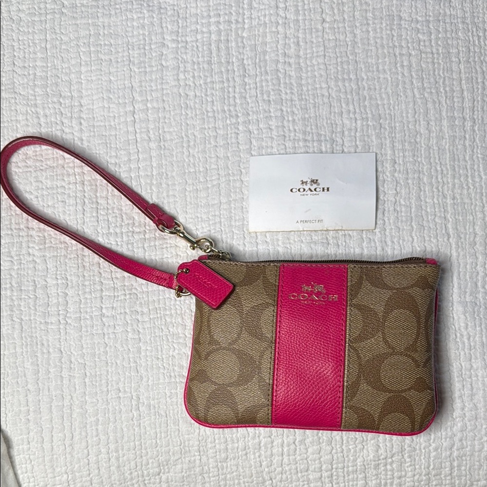 Coach Brown and Pink Wristlet